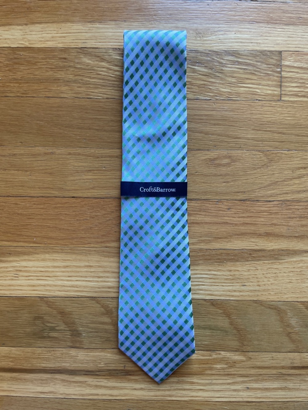 croft & barrow Blue and Green Checked Silk Tie